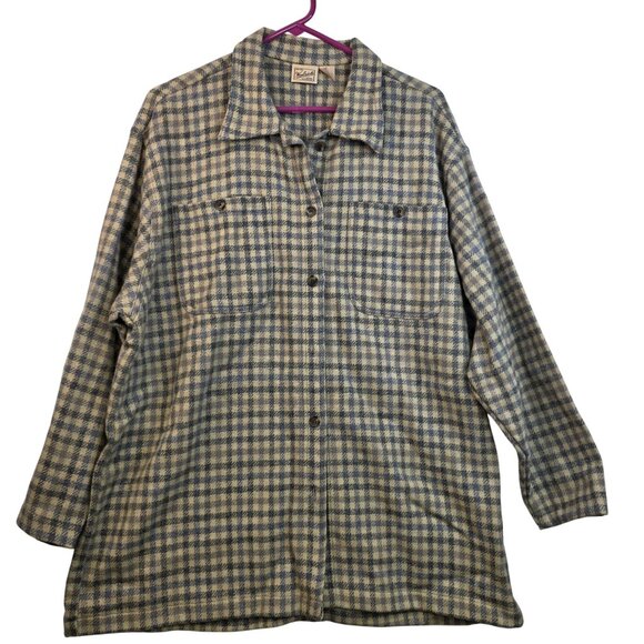 Woolrich Womens Vintage Large Plaid Wool Blend Shirt Jacket Outdoor Deadstock - Picture 1 of 7